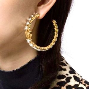 Dolce & Gabbana Women's Metallic Hoop Earrings With DG And Rhinestones